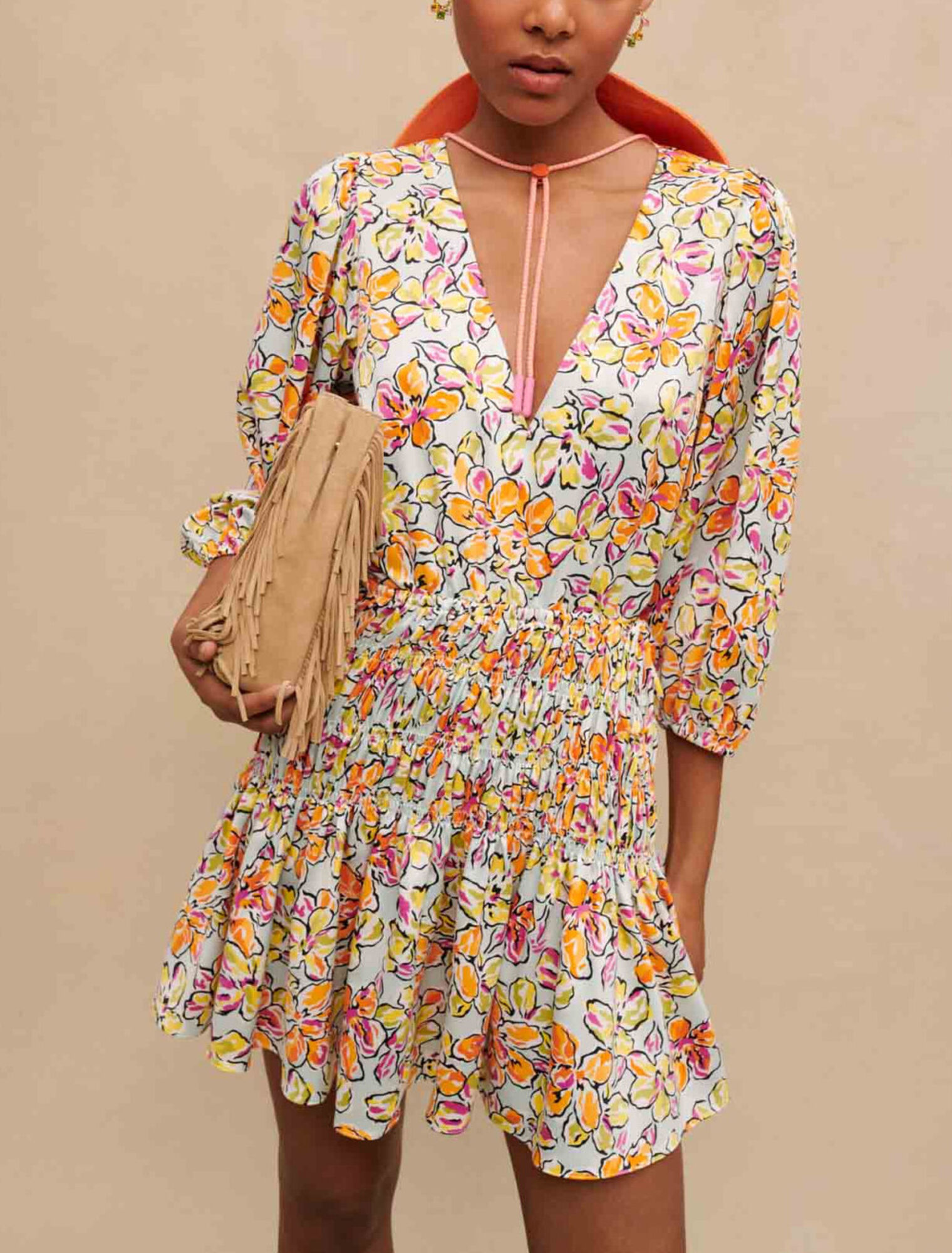 Abito corto con stampa floreale