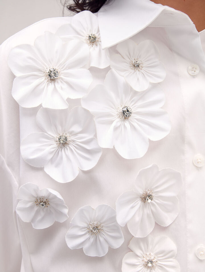Camicia lunga ricamata a fiori