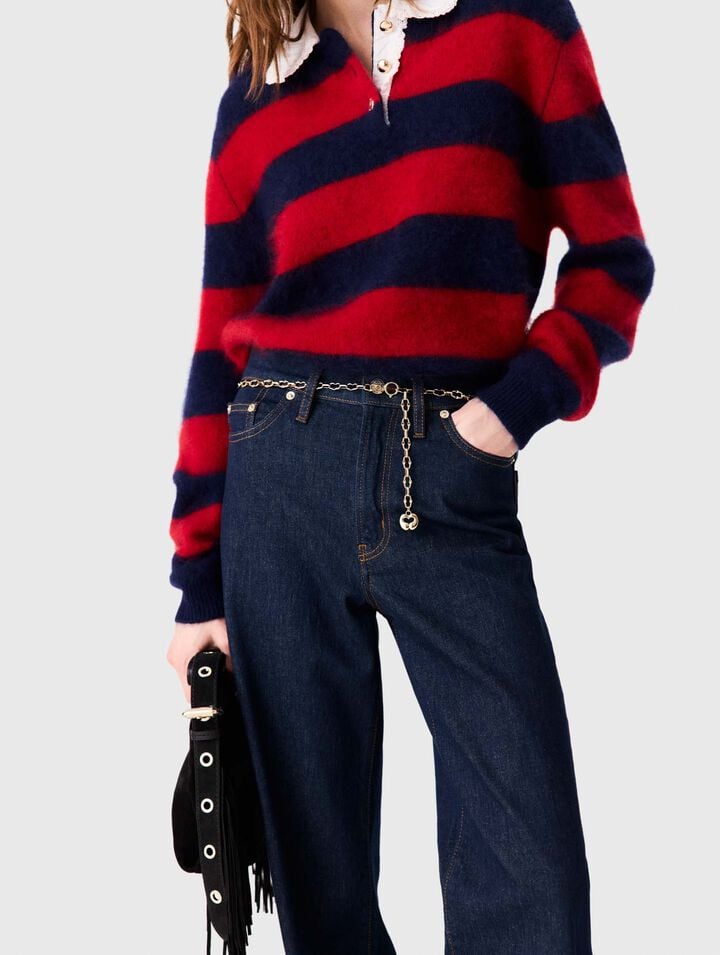 Jeans larghi con cintura a maglie