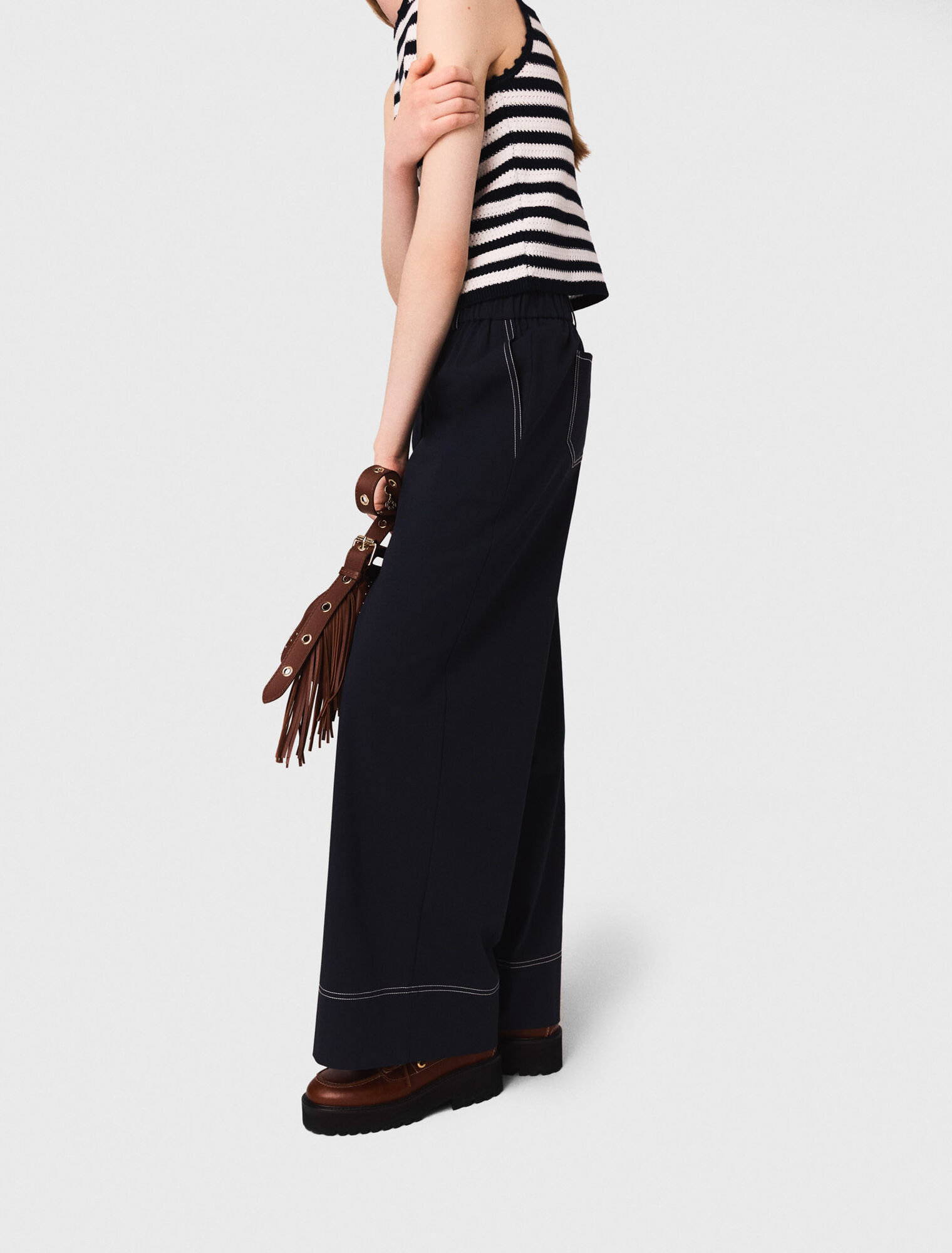 Pantaloni cotone e cintura in pelle