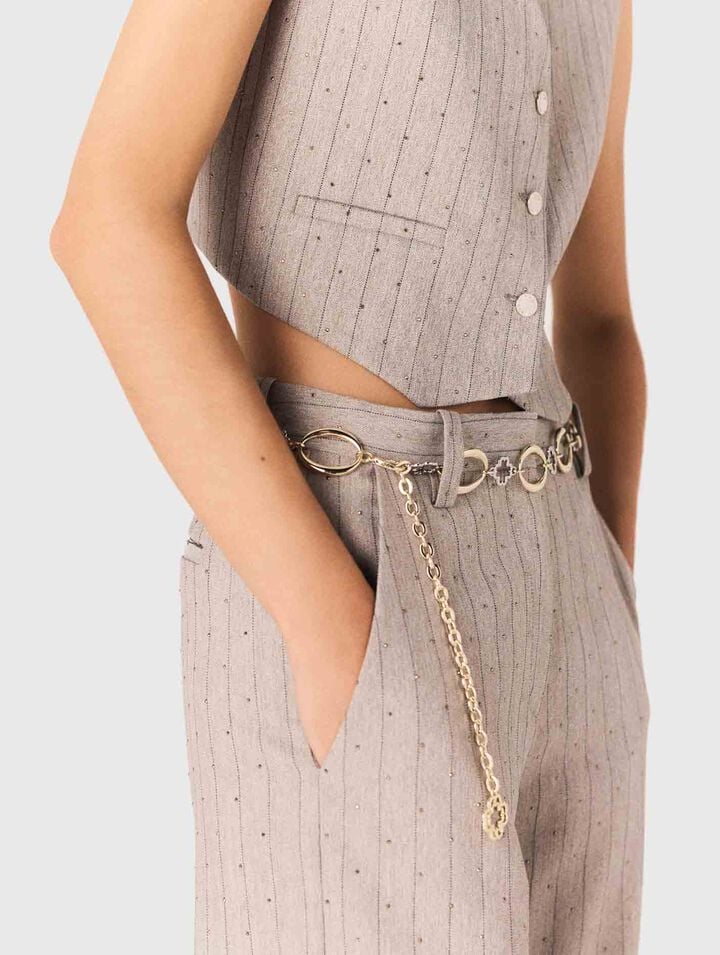 Pantaloni da tailleur con strass