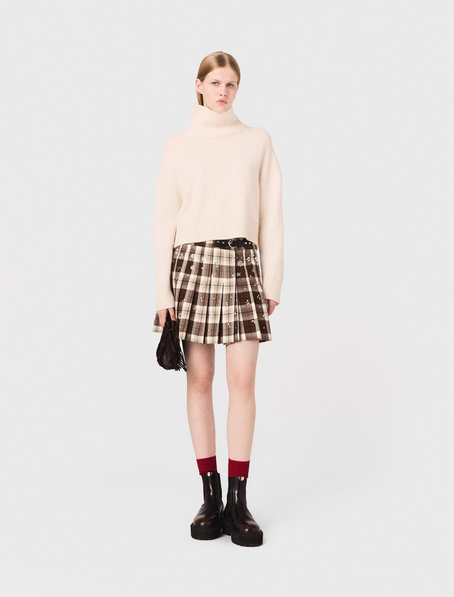 Gonna kilt a quadri con strass