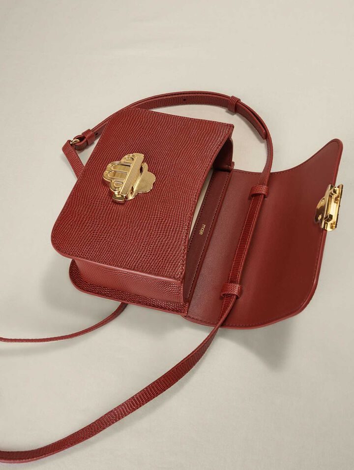 Borsa Clover in pelle effetto lucertola
