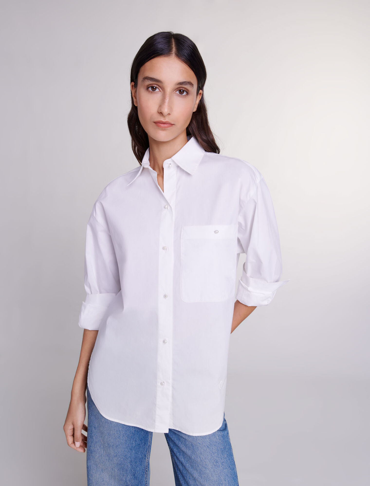 Camicia bianca in popeline di cotone