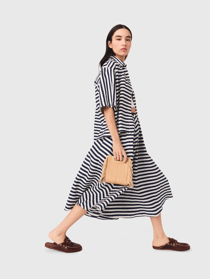 Gonna midi in misto lino