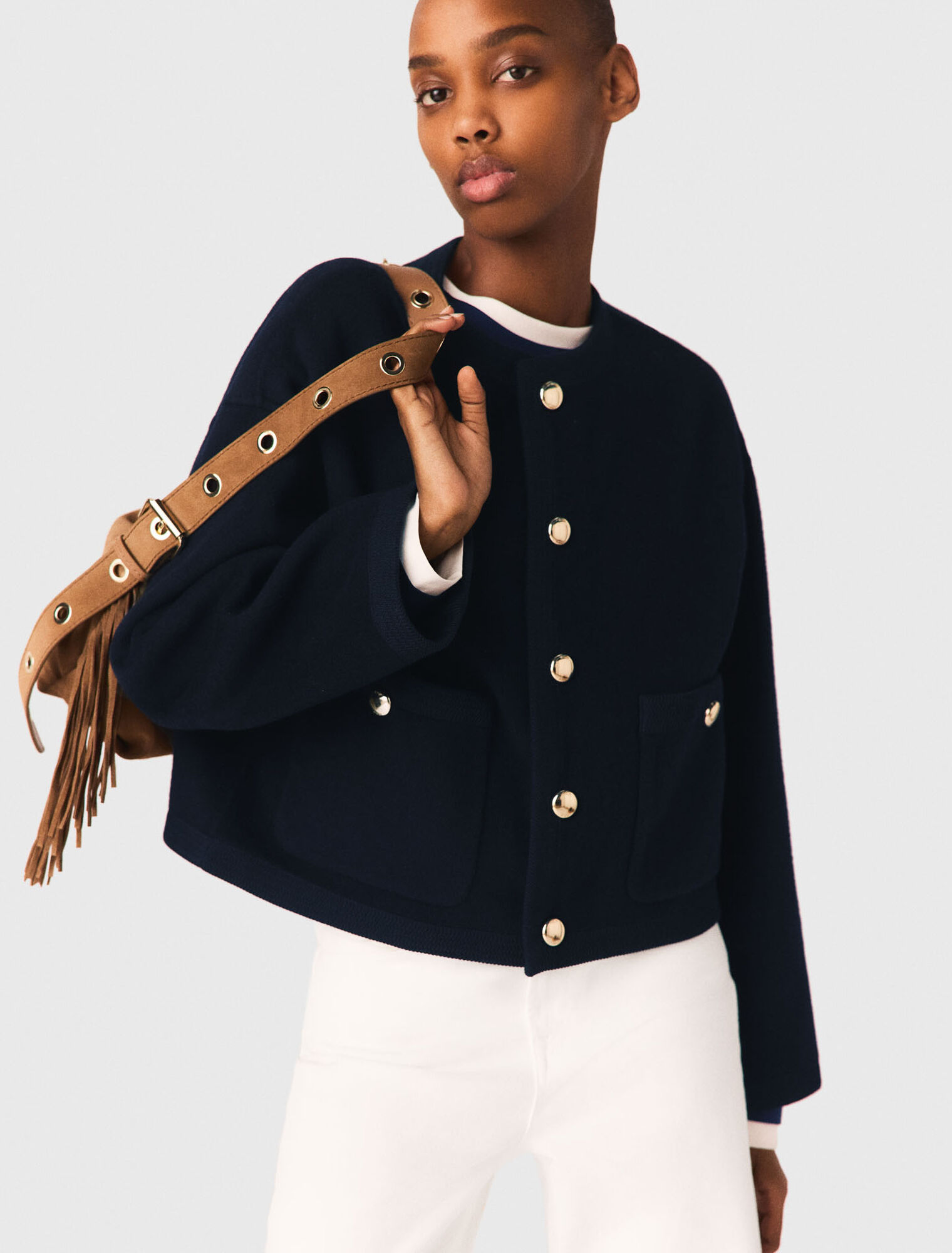 Giacca double face, bordi a treccia