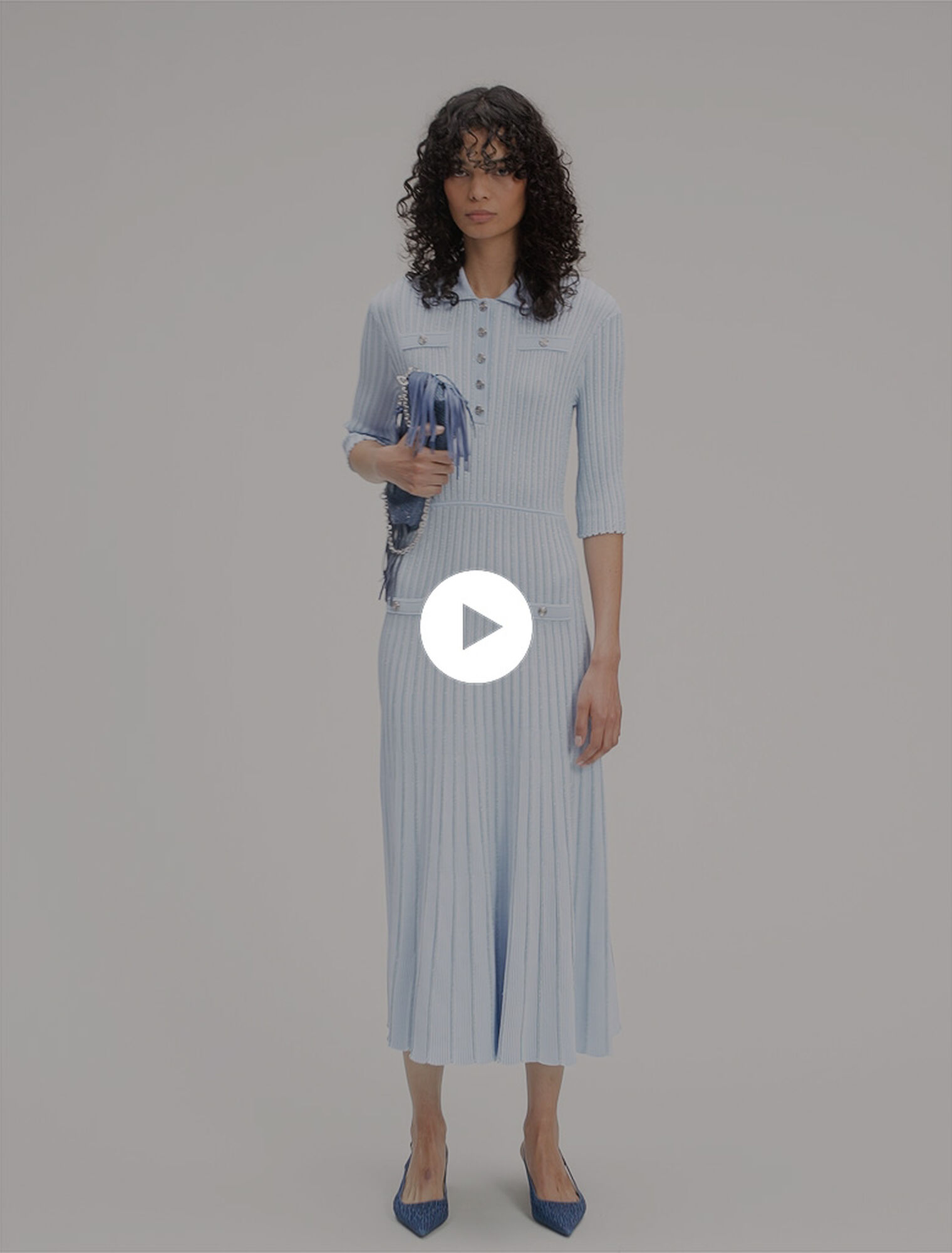 Abito midi in maglia a coste