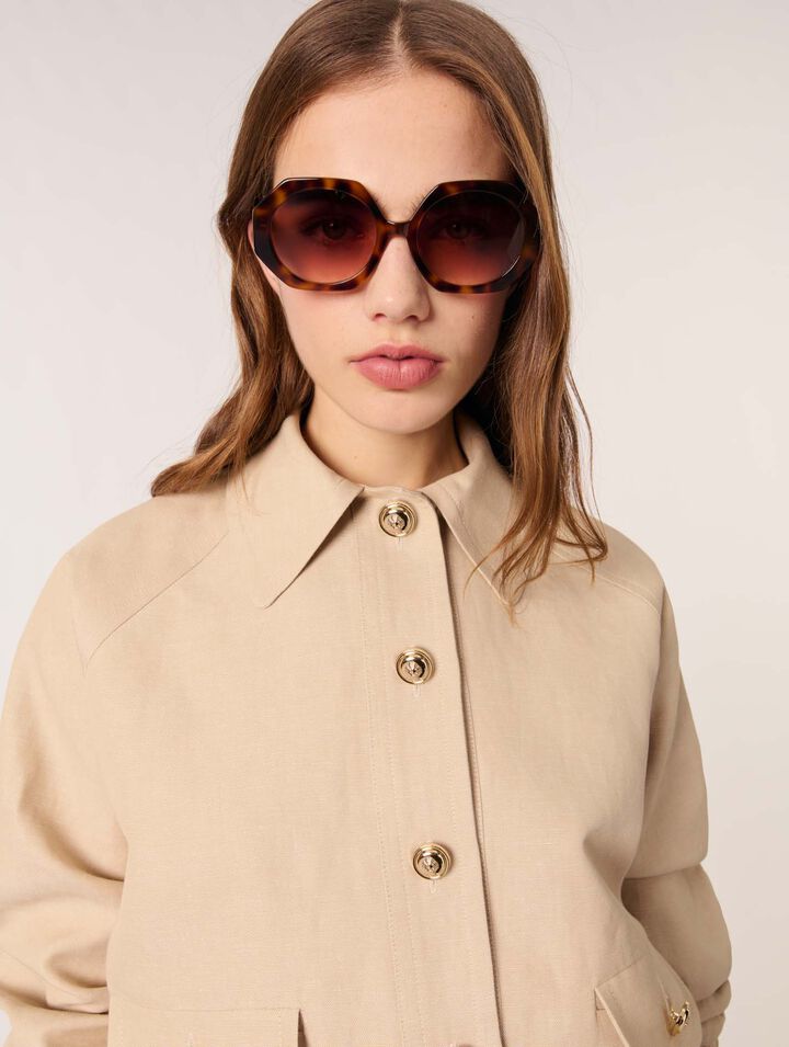 Giubbotto bomber in lino e cotone
