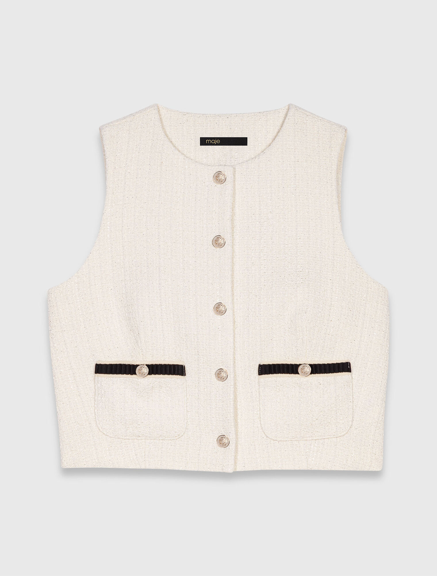 Top senza maniche in tweed lurex