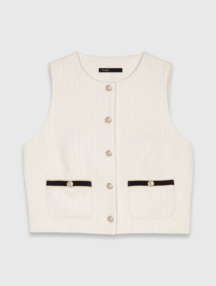 Top senza maniche in tweed lurex
