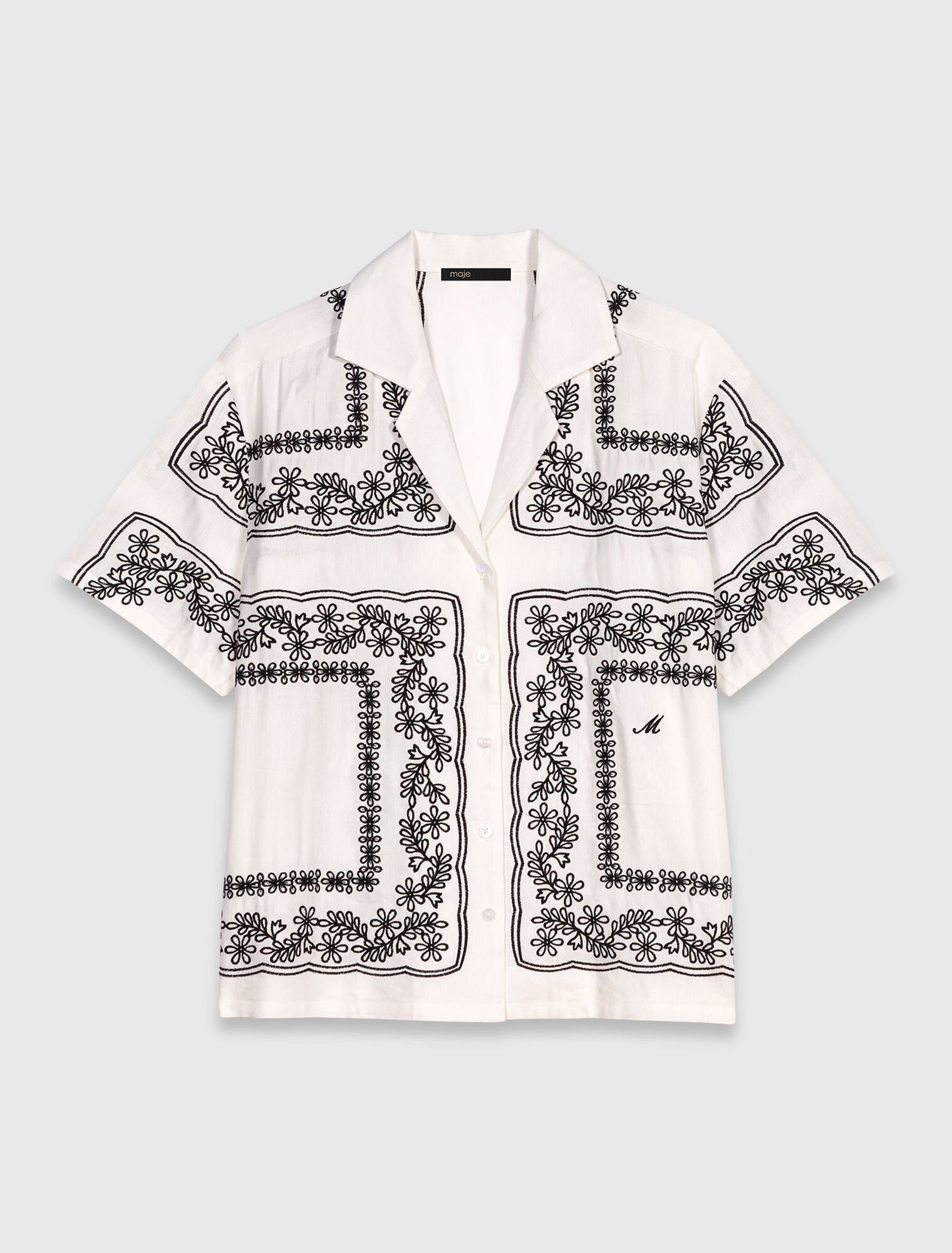 Camicia maniche corte ricamata