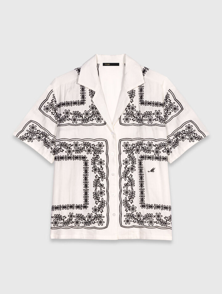 Camicia maniche corte ricamata