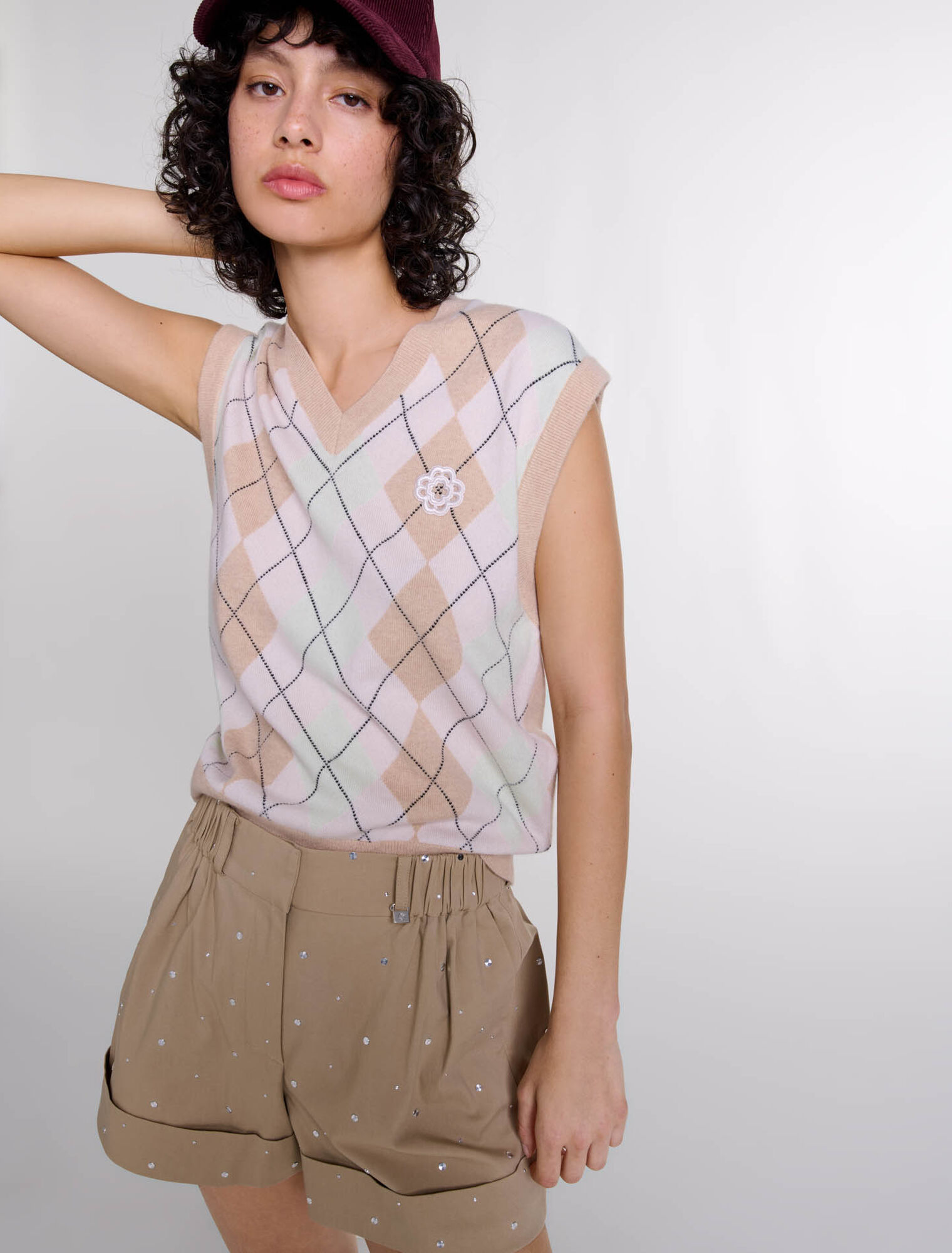 Pantaloncini in cotone con borchie