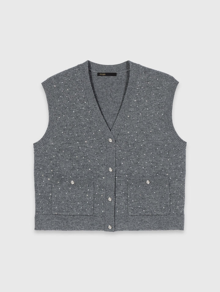 Top in maglia con strass