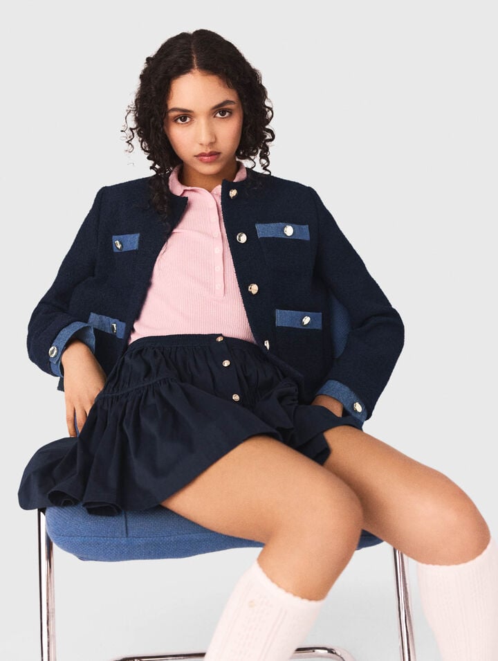 Giacca in tweed e profili denim