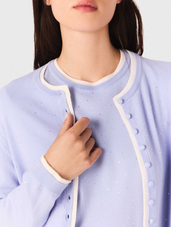 Cardigan 100% lana con strass