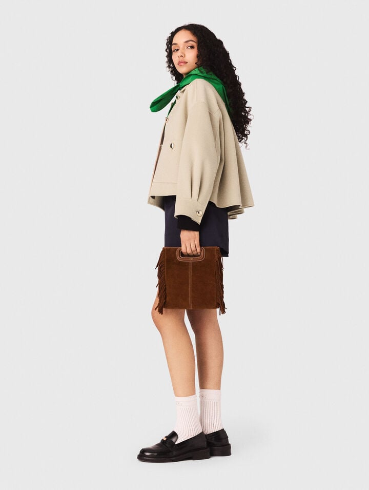 Borsa M in scamosciato impunturato