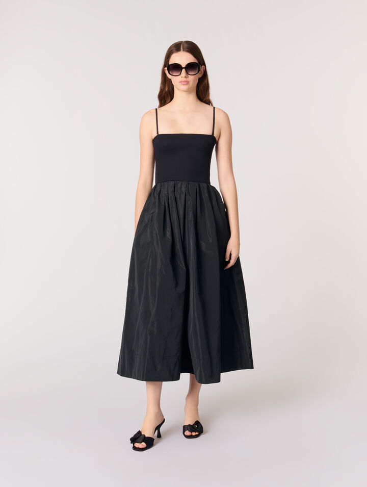 Abito bustier in maglia e taffetà