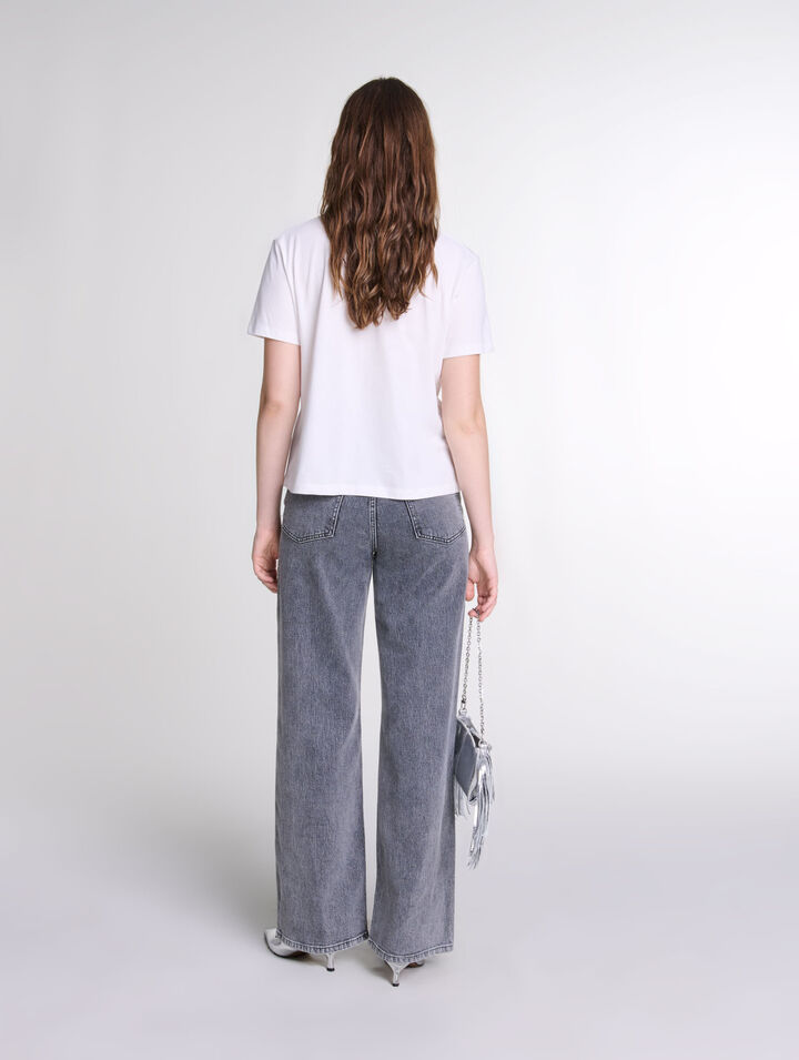 T-shirt con scollo gioiello