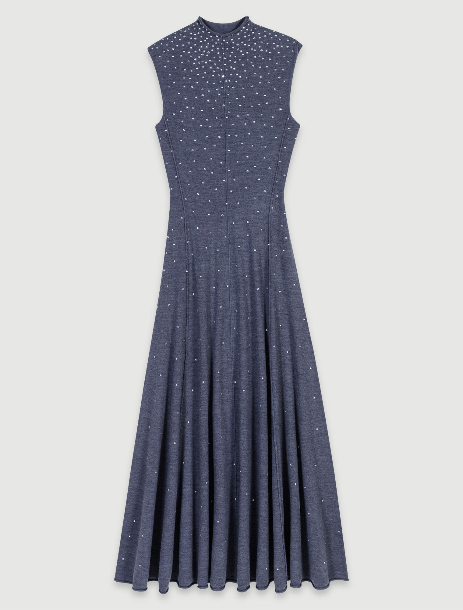 Abito lungo in maglia a strass