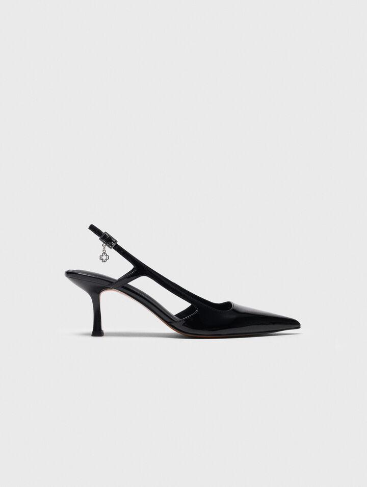 Décolleté slingback in pelle verniciata
