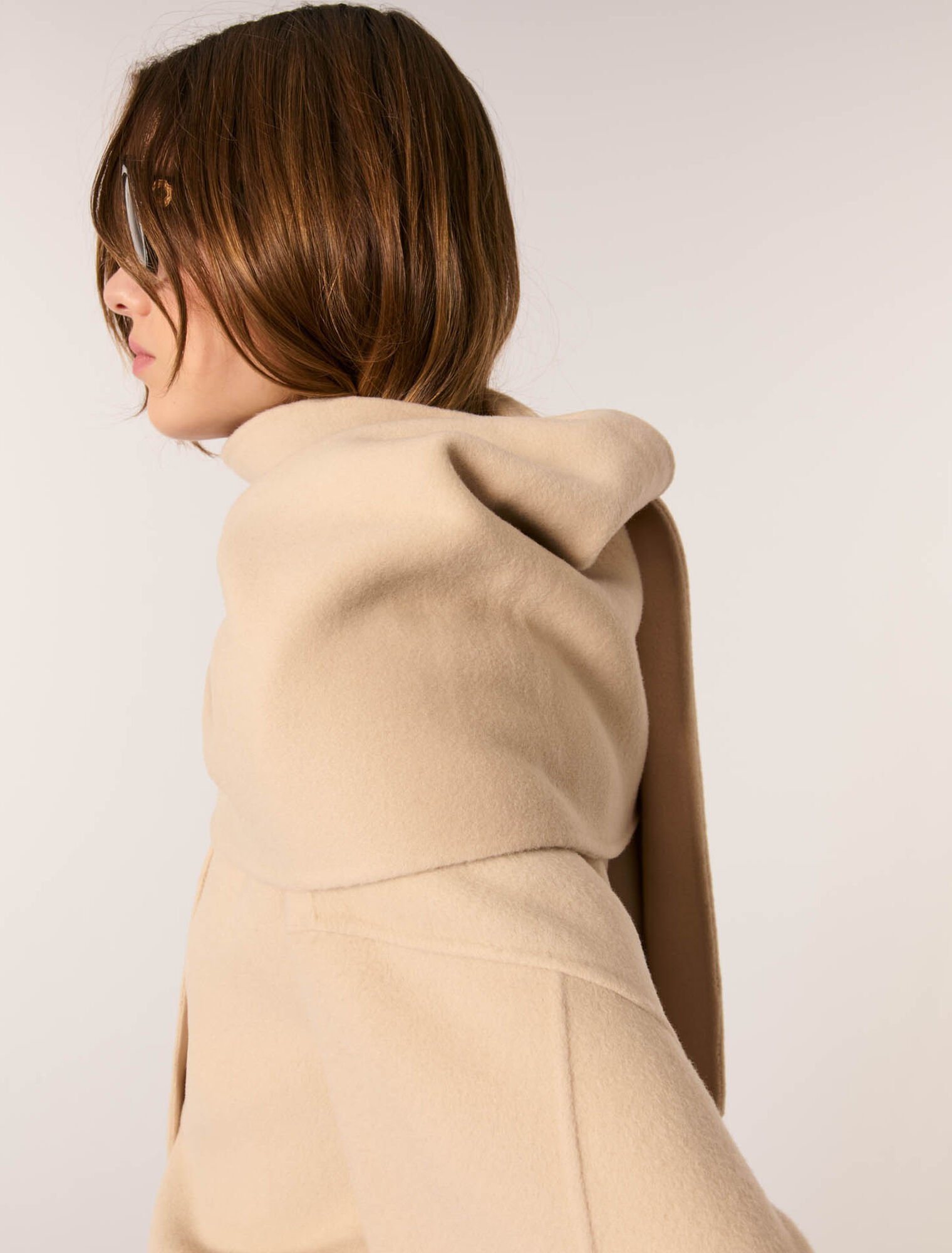 Cappotto double face con sciarpa
