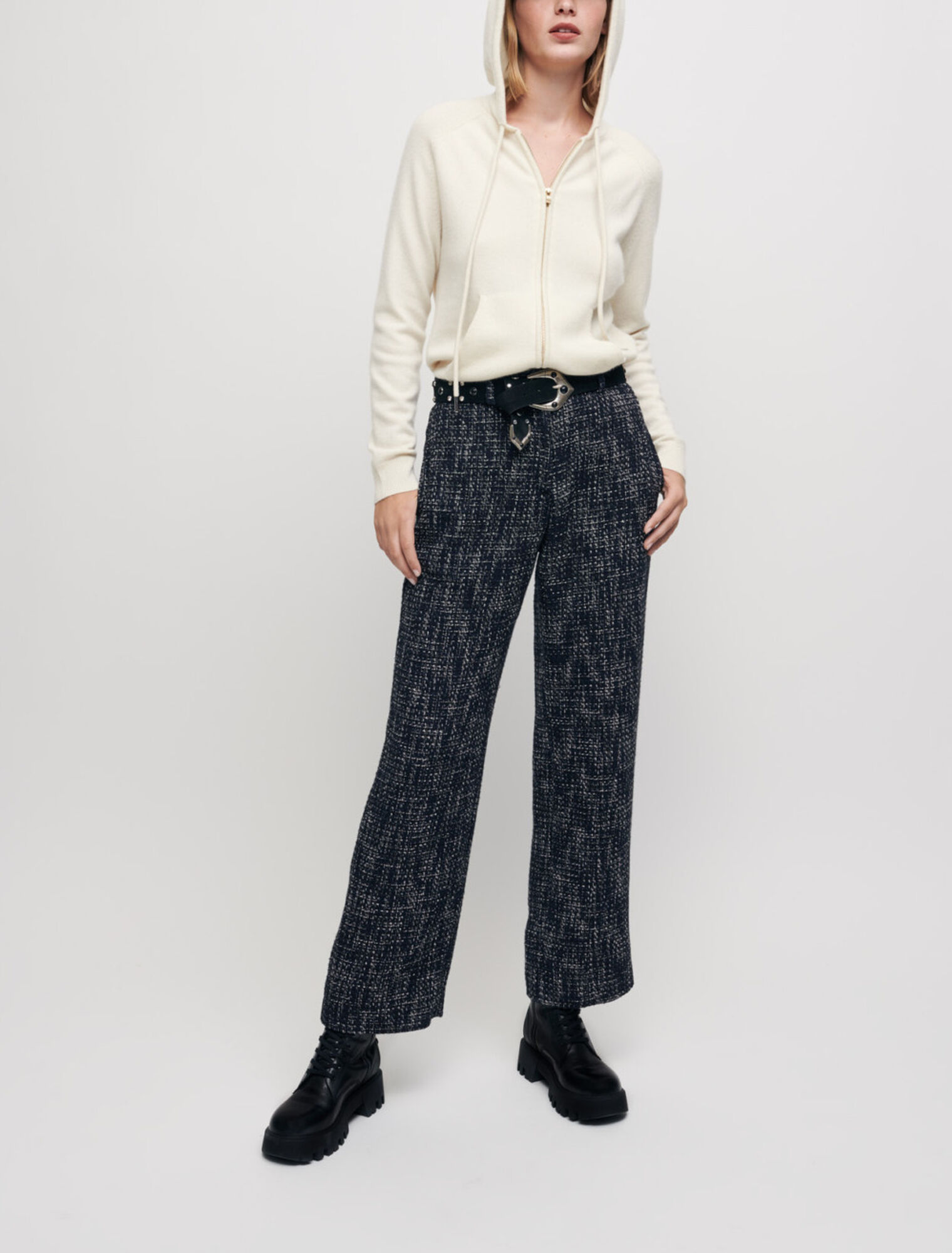 Pantaloni larghi stile tweed