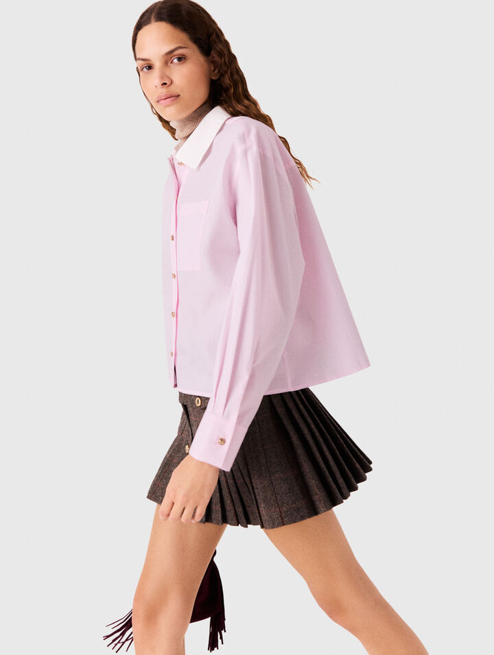 Camicia corta colletto a contrasto