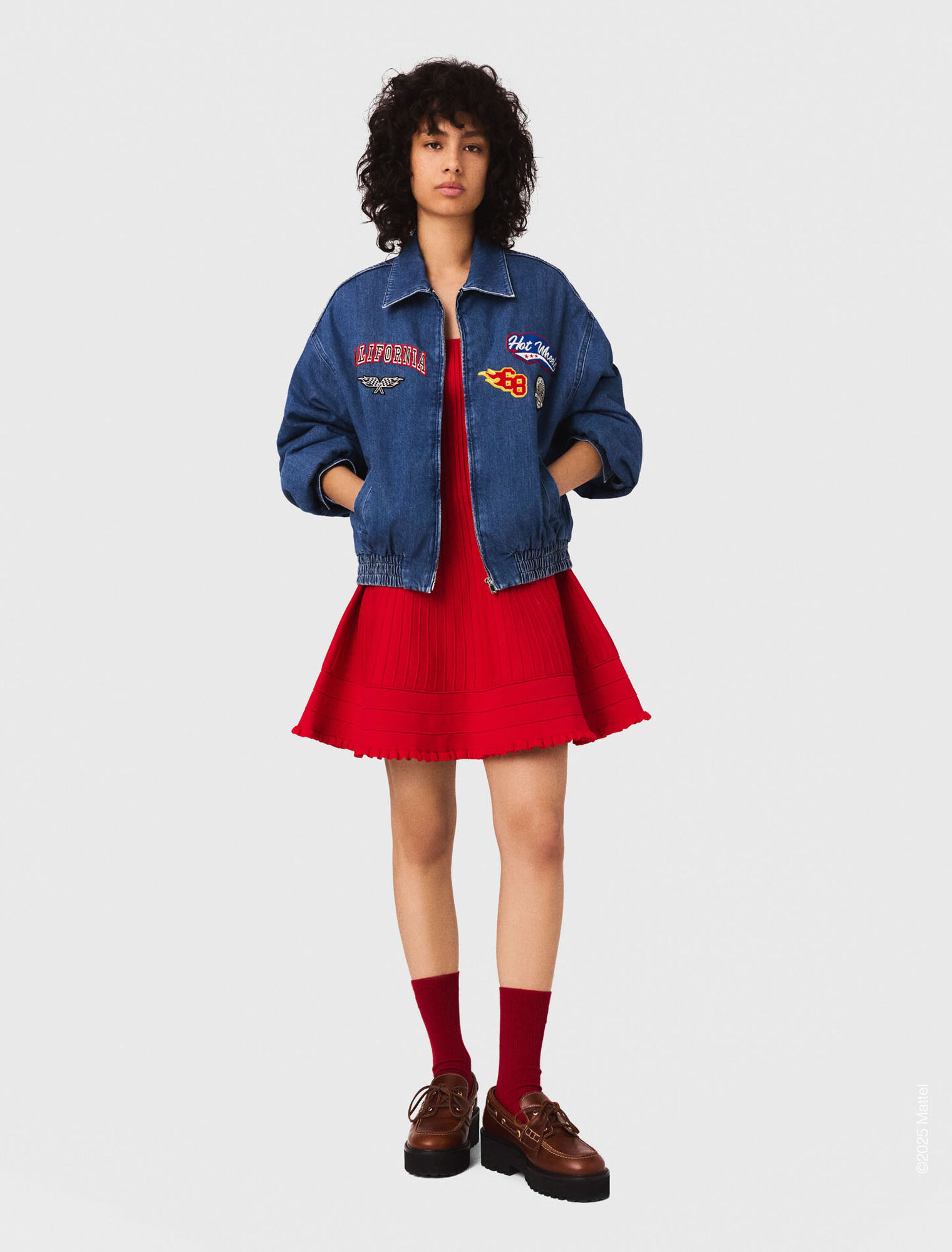Giacca oversize in denim ricamato