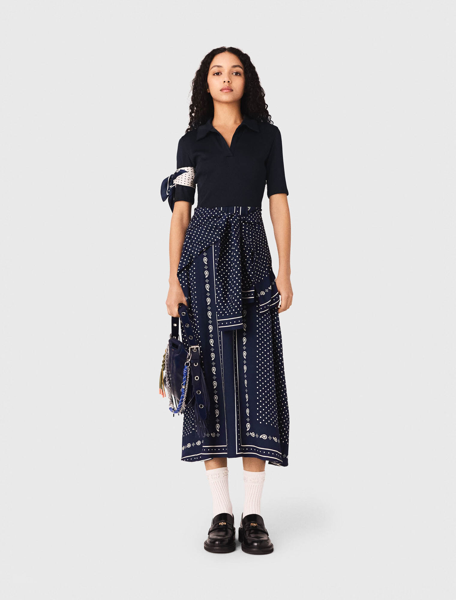 Abito bimateriale con stampa