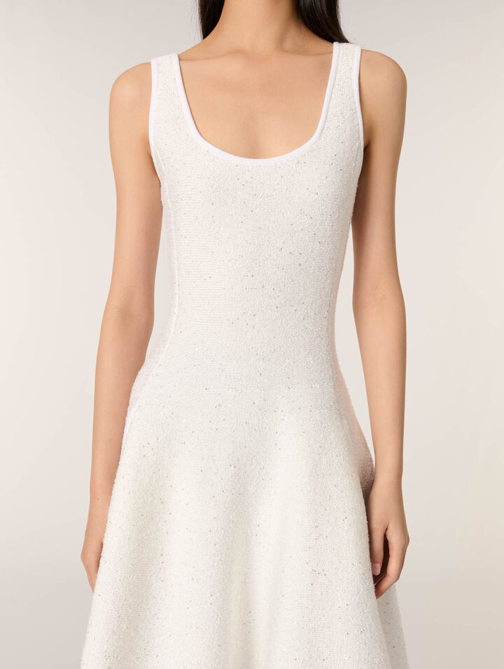 Abito corto in maglia paillettes