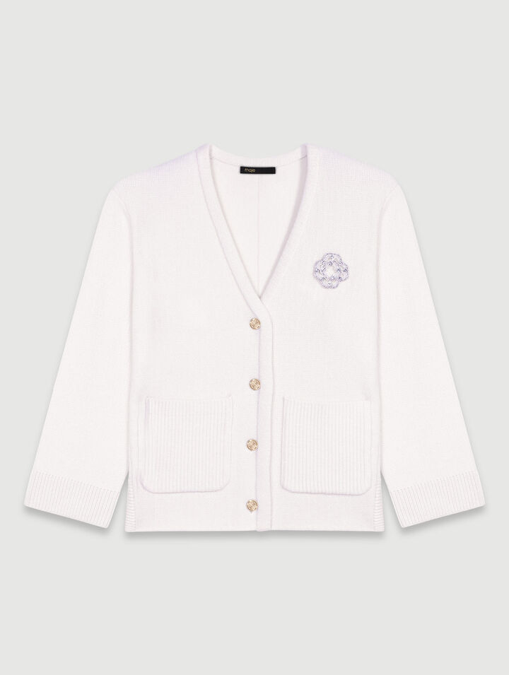 Cardigan maglia Clover con strass