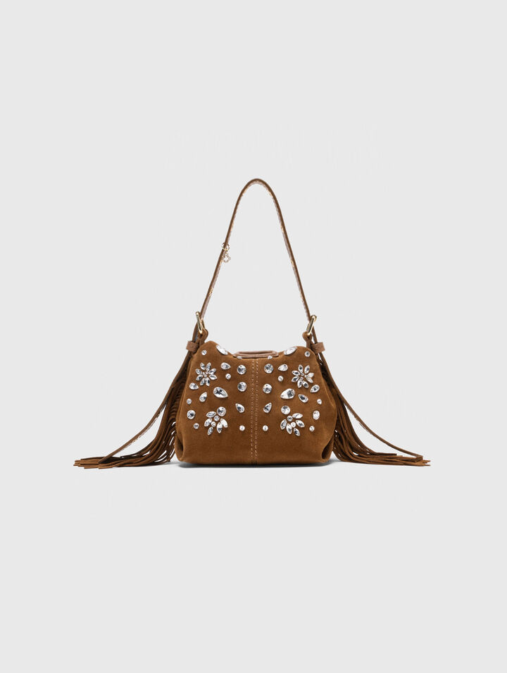 Borsa Miss M in micro suede con strass