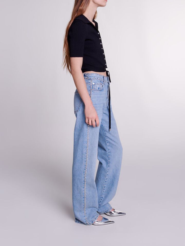 Jeans larghi borchiati