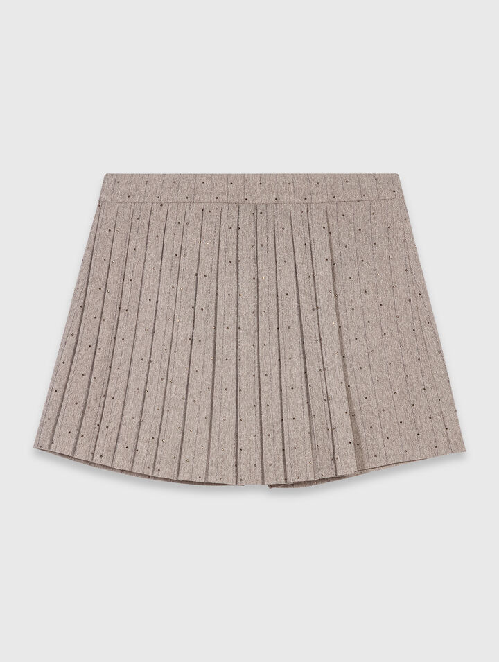 Shorts trompe l'œil plissé strass