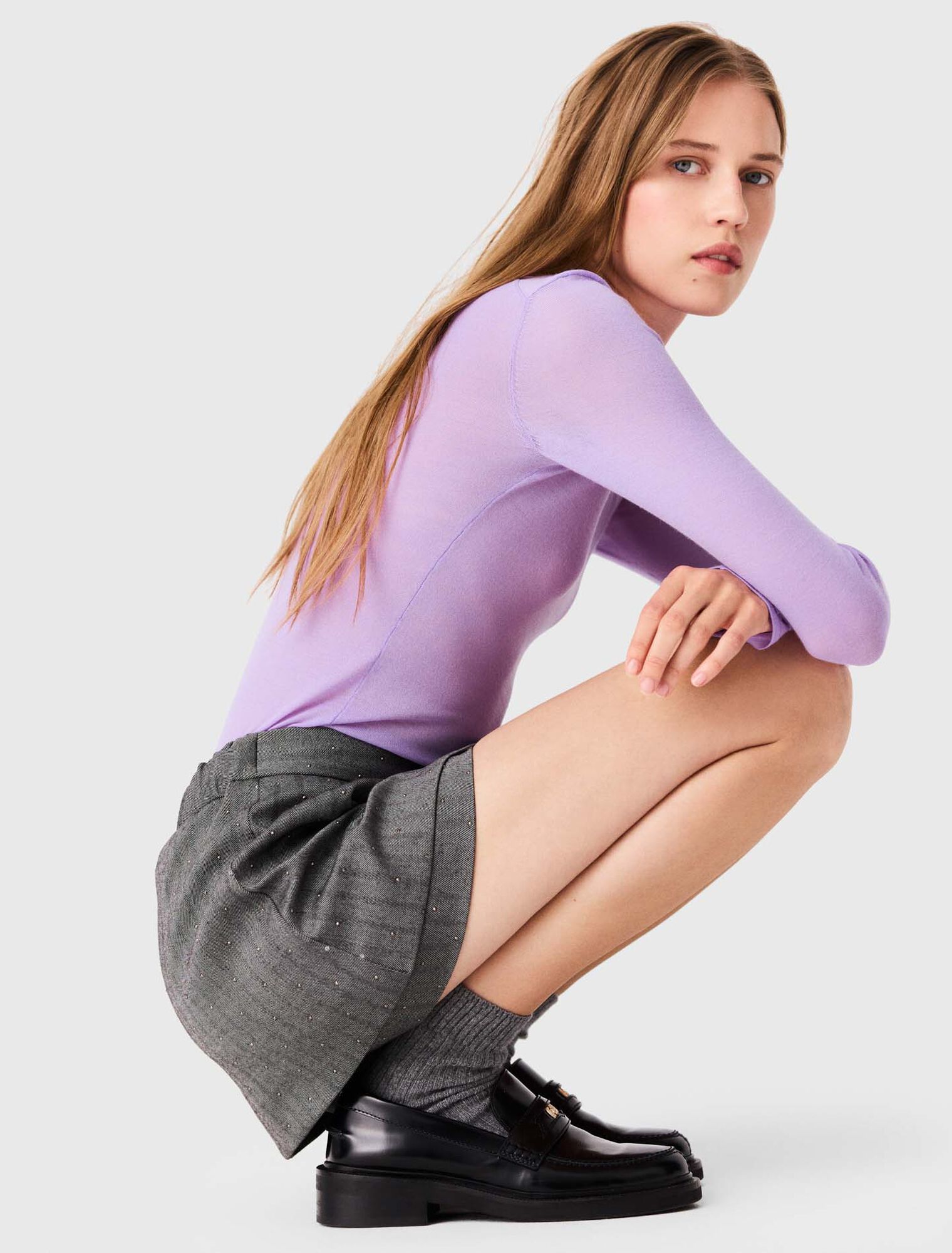 Shorts trompe l'&oelig;il tailleur strass