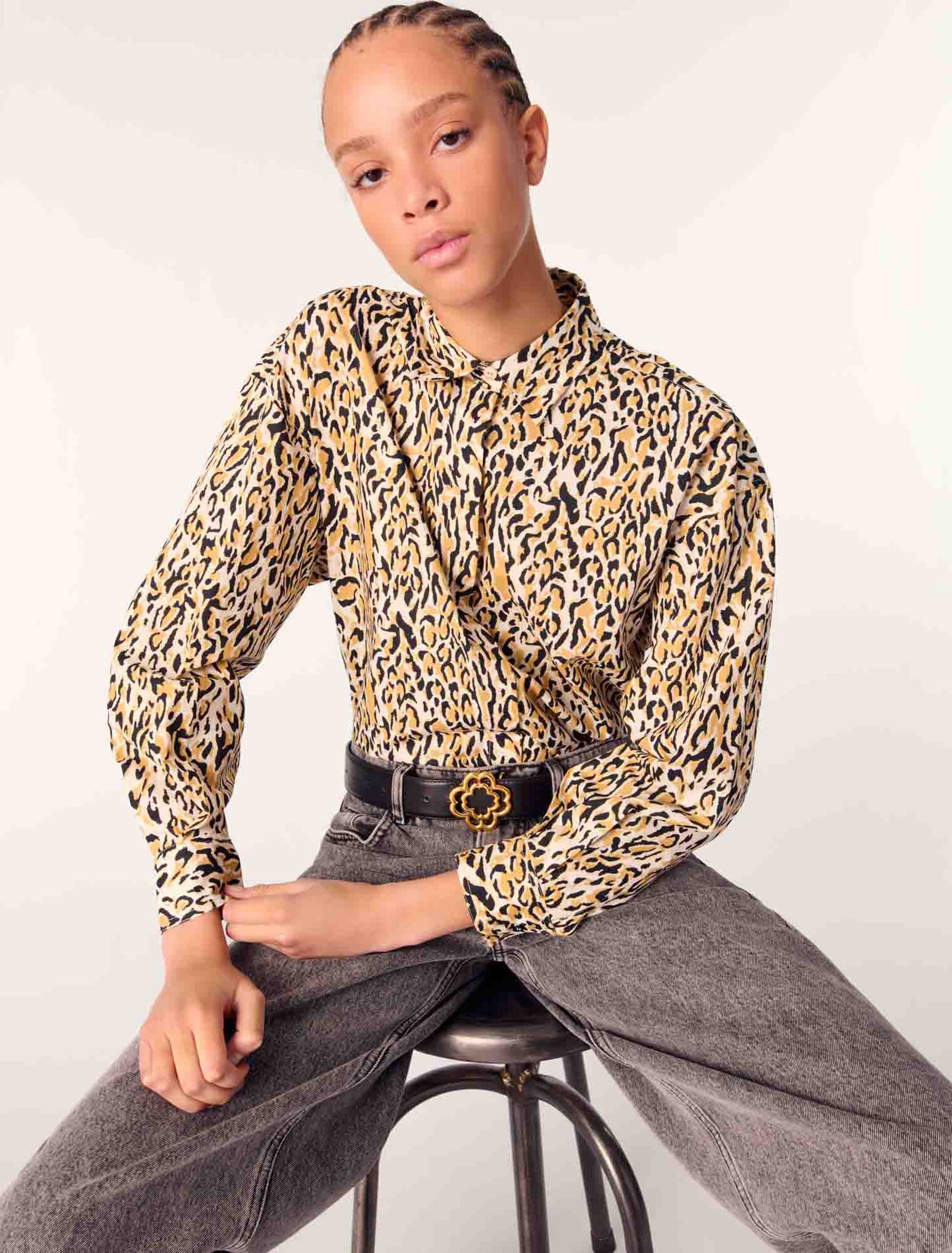 Camicia con stampa leopardata