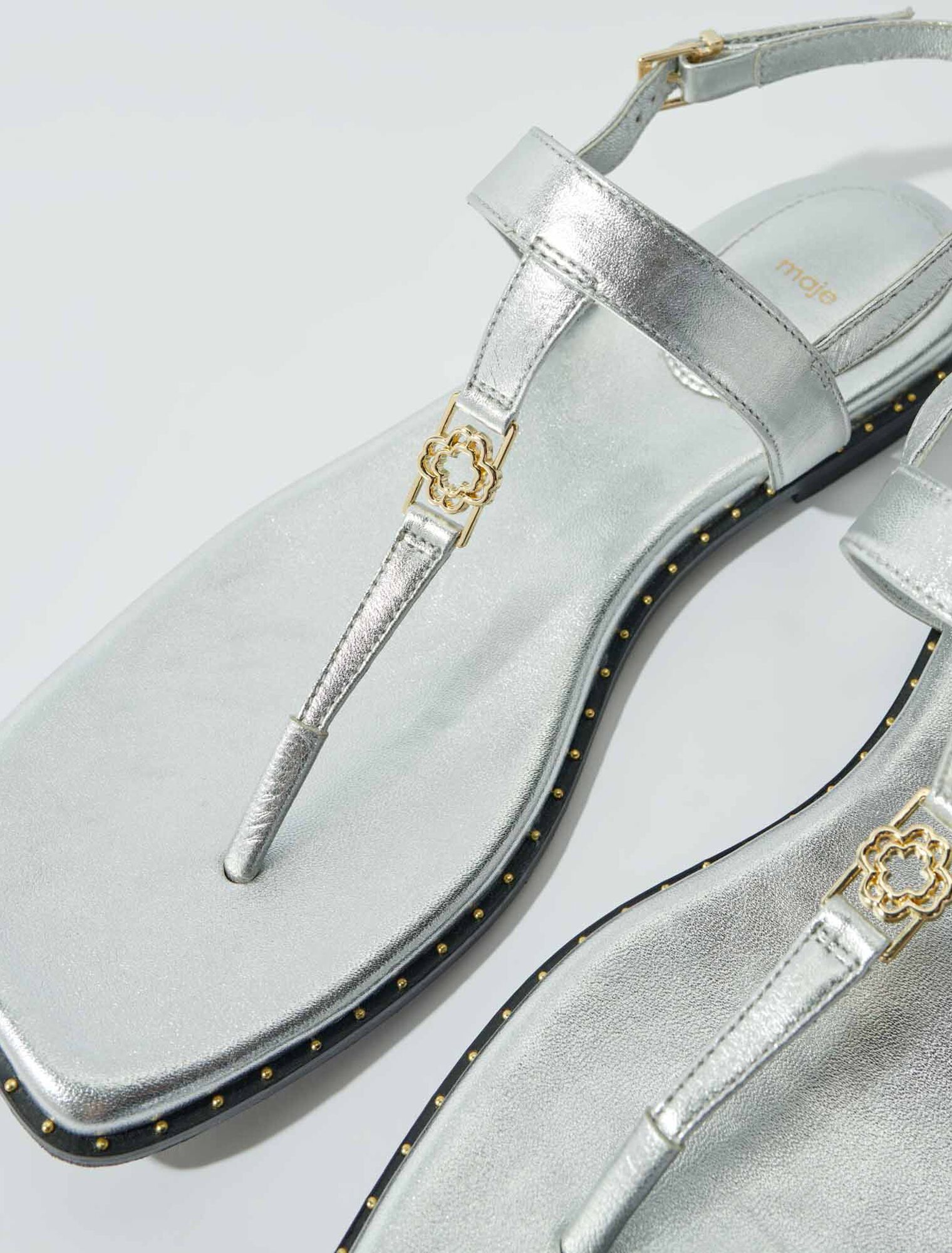 Sandali listini argentati in pelle