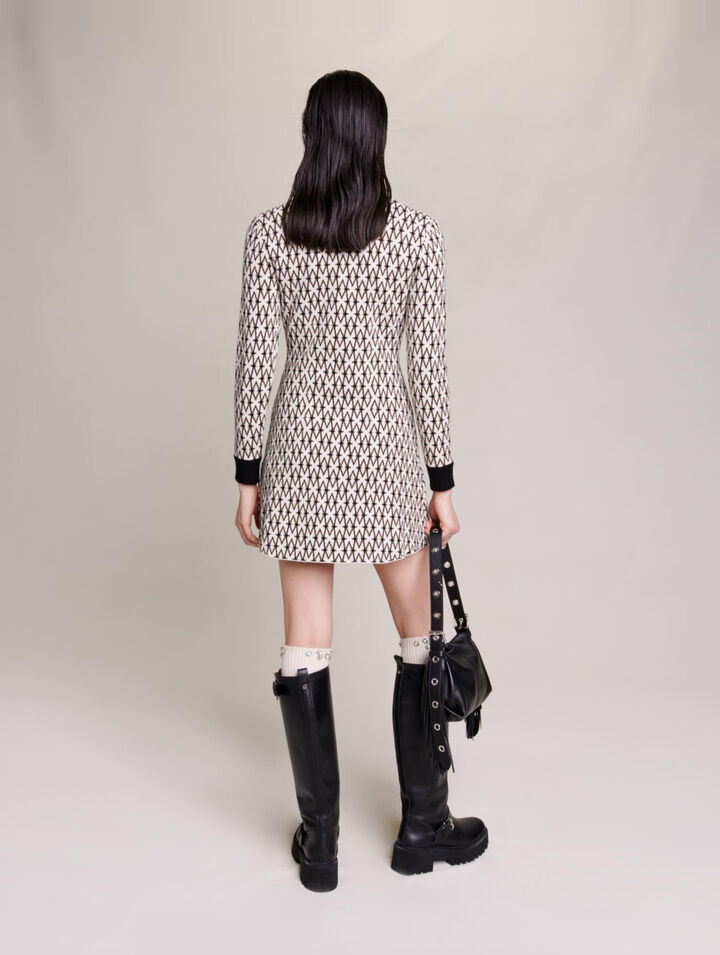 Abito corto monogramma in jacquard
