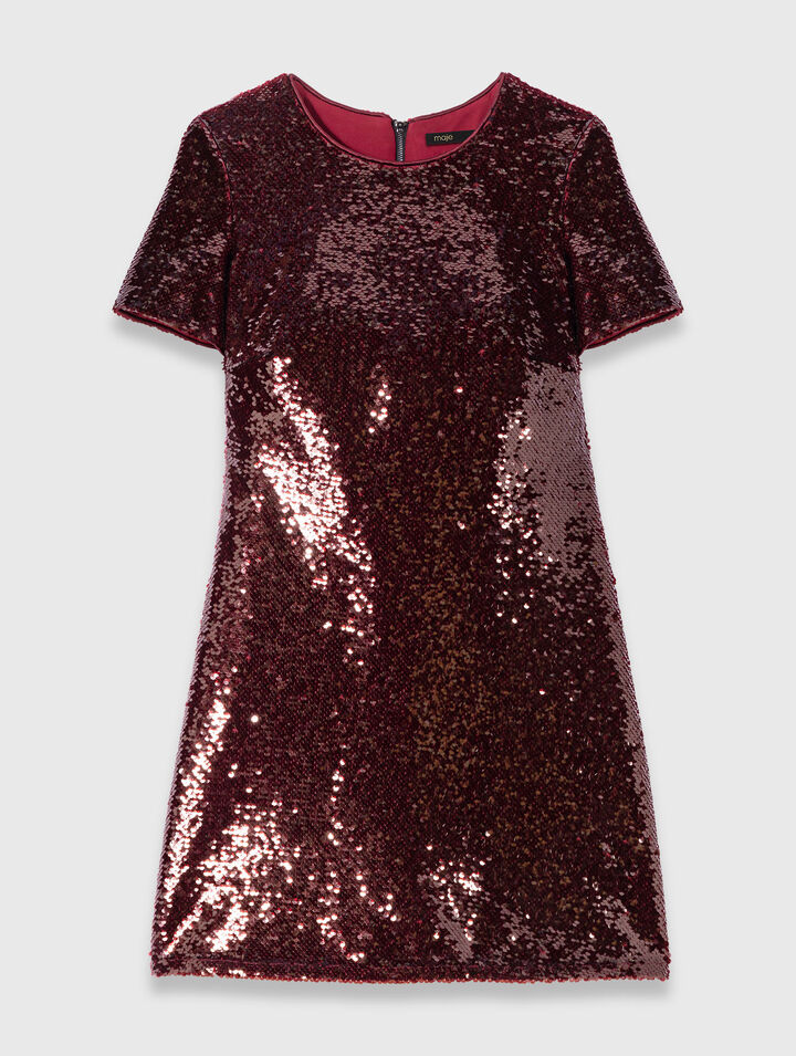 Abito corto ricamato con paillettes