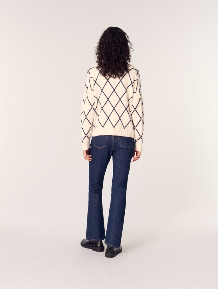 Cardigan in maglia con motivo a rombi