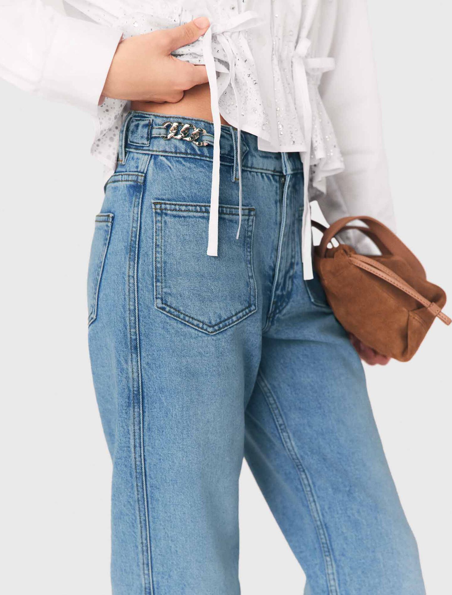 Jeans dritti con catene