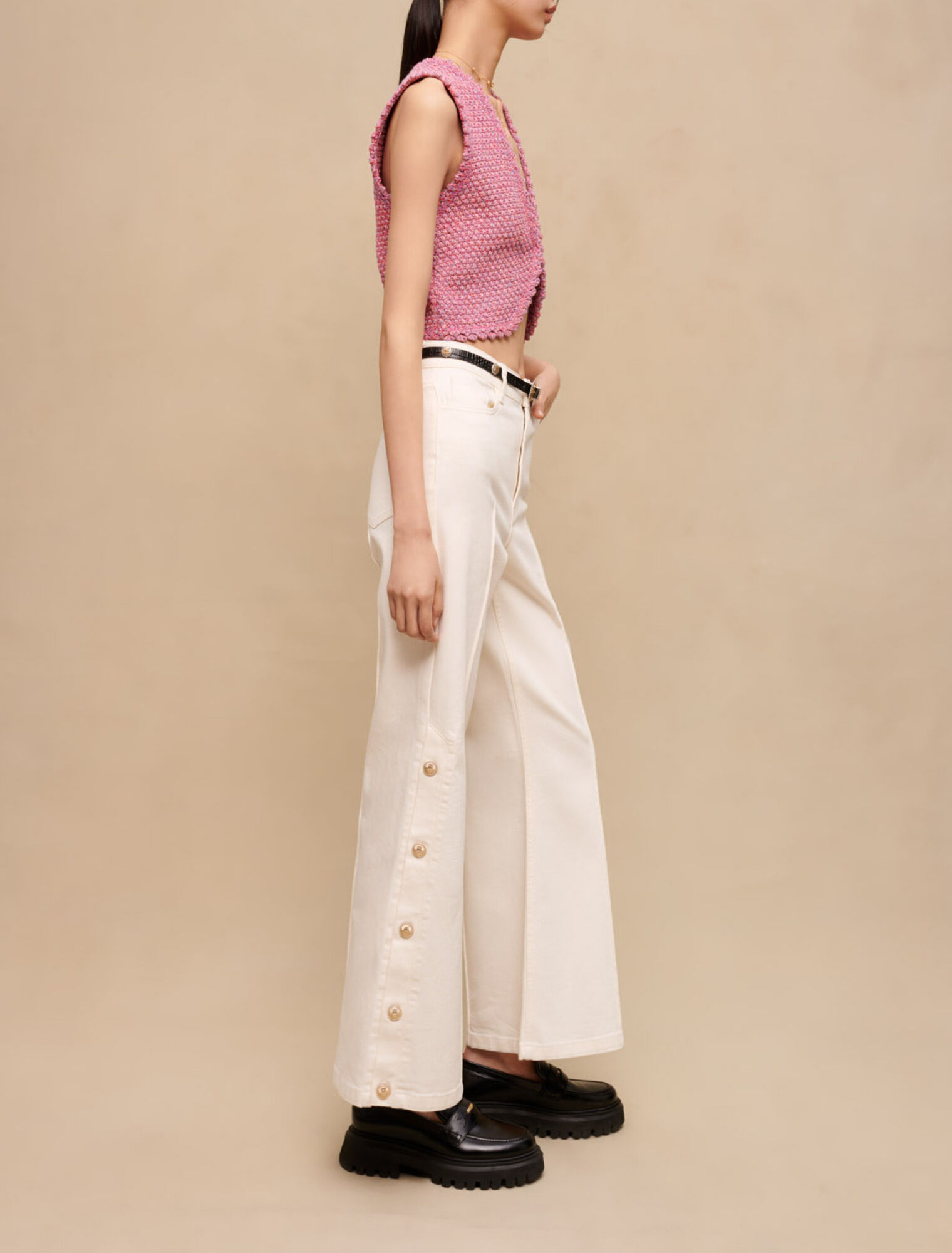 Top corto in tweed