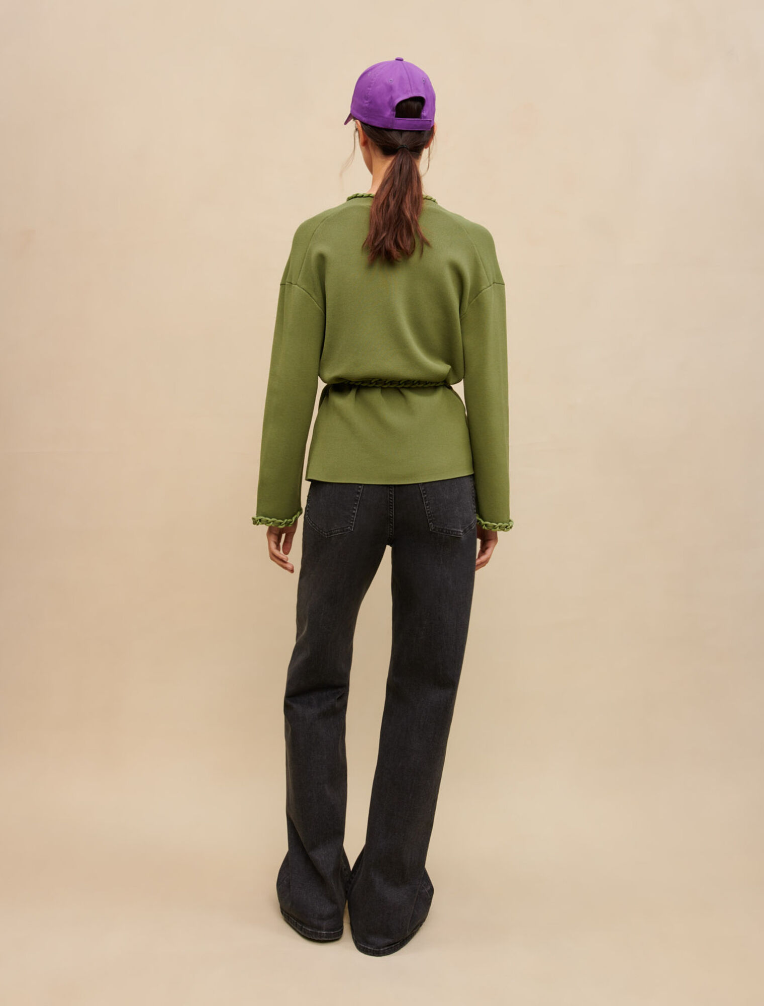 Cardigan con bordi intrecciati
