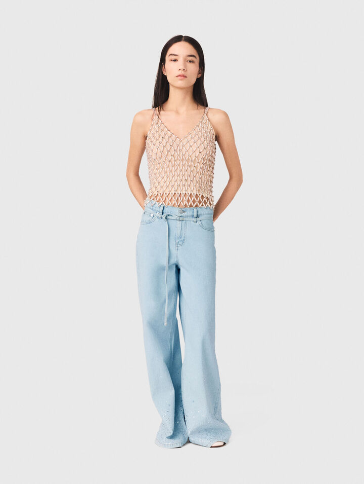 Top con perline foderato