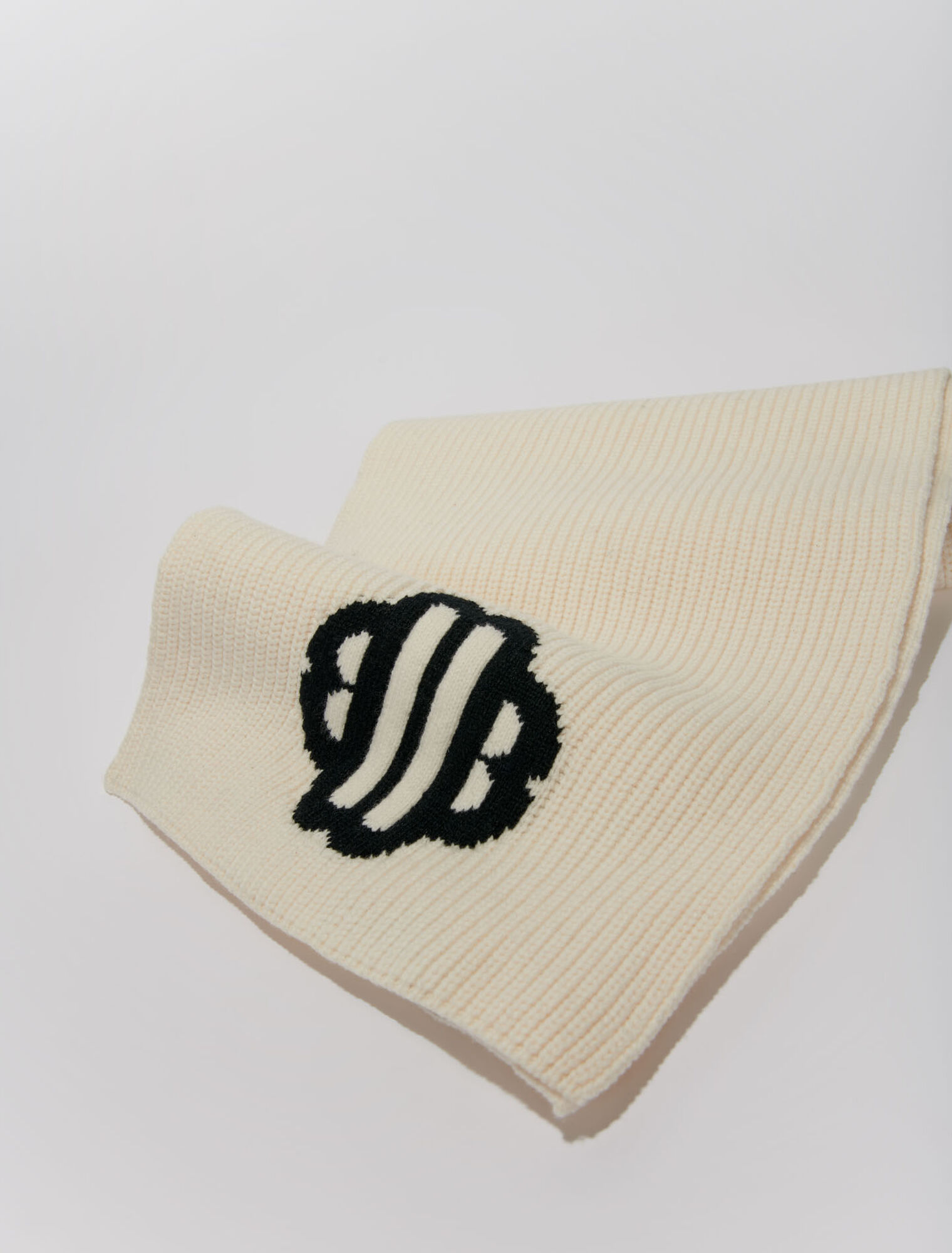 Sciarpa in misto lana con maglia a coste