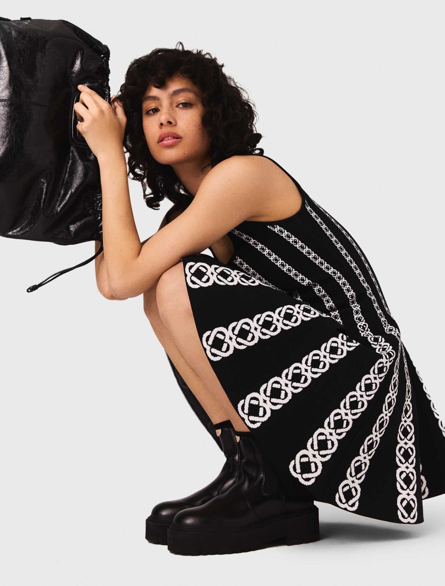 Abito corto in maglia jacquard