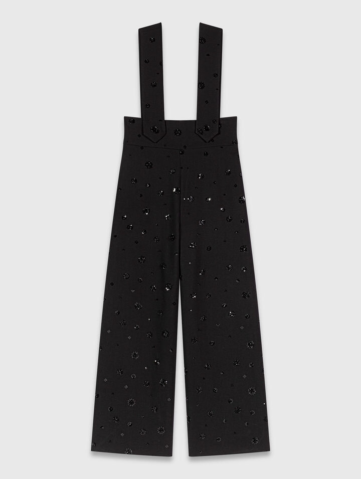 Pantaloni ricamati con bretelle