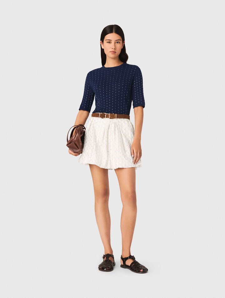 Pullover girocollo con strass