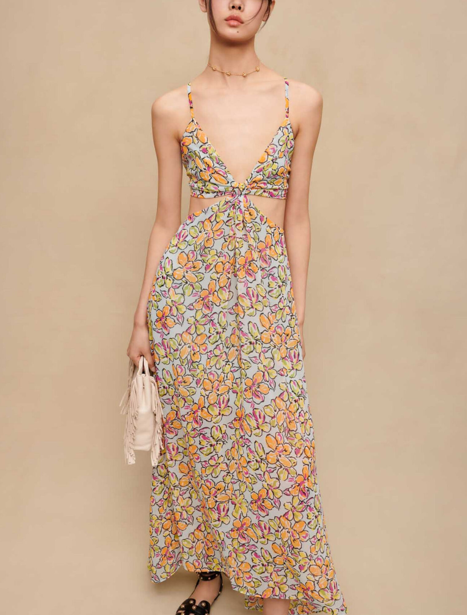 Maxi abito cut-out floreale